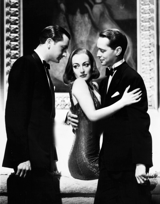 Robert Young, Joan Crawford and Franchot Tone in publicity for The Bride Wore Red