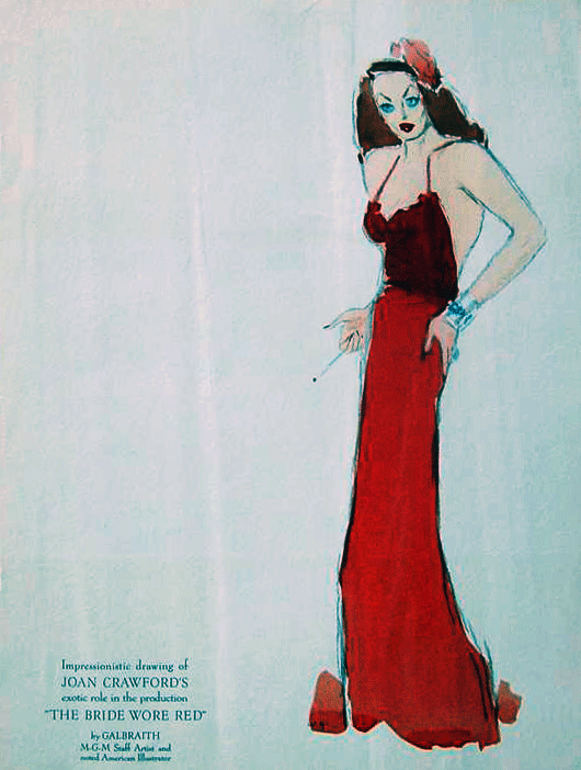 Gailbraith sketch for The Bride Wore Red 